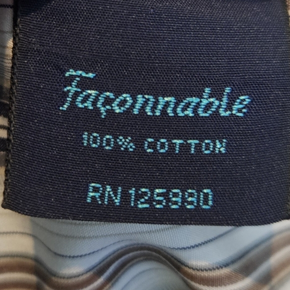 Faconnable Men's 100% Cotton Button-down Striped Dress Shirt size Large - Picture 6 of 6